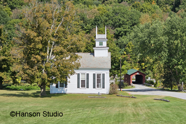 Arlington, VT - Arlington Bridge and Church - Fall
